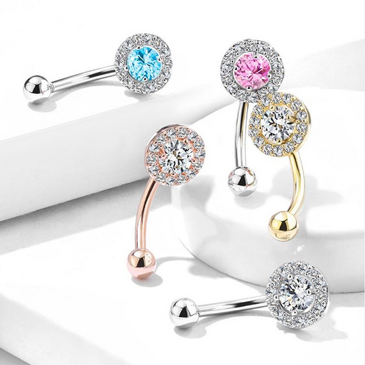 Boucle de piercing Halo scintillant en acier inoxydable