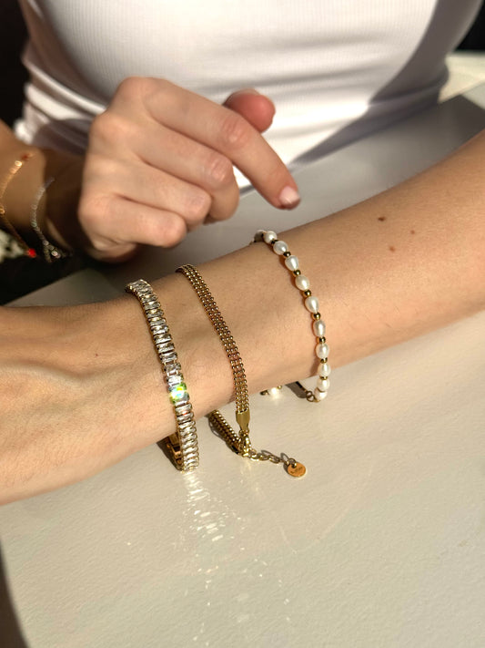 Bracelet Liora en acier inoxydable et zircons