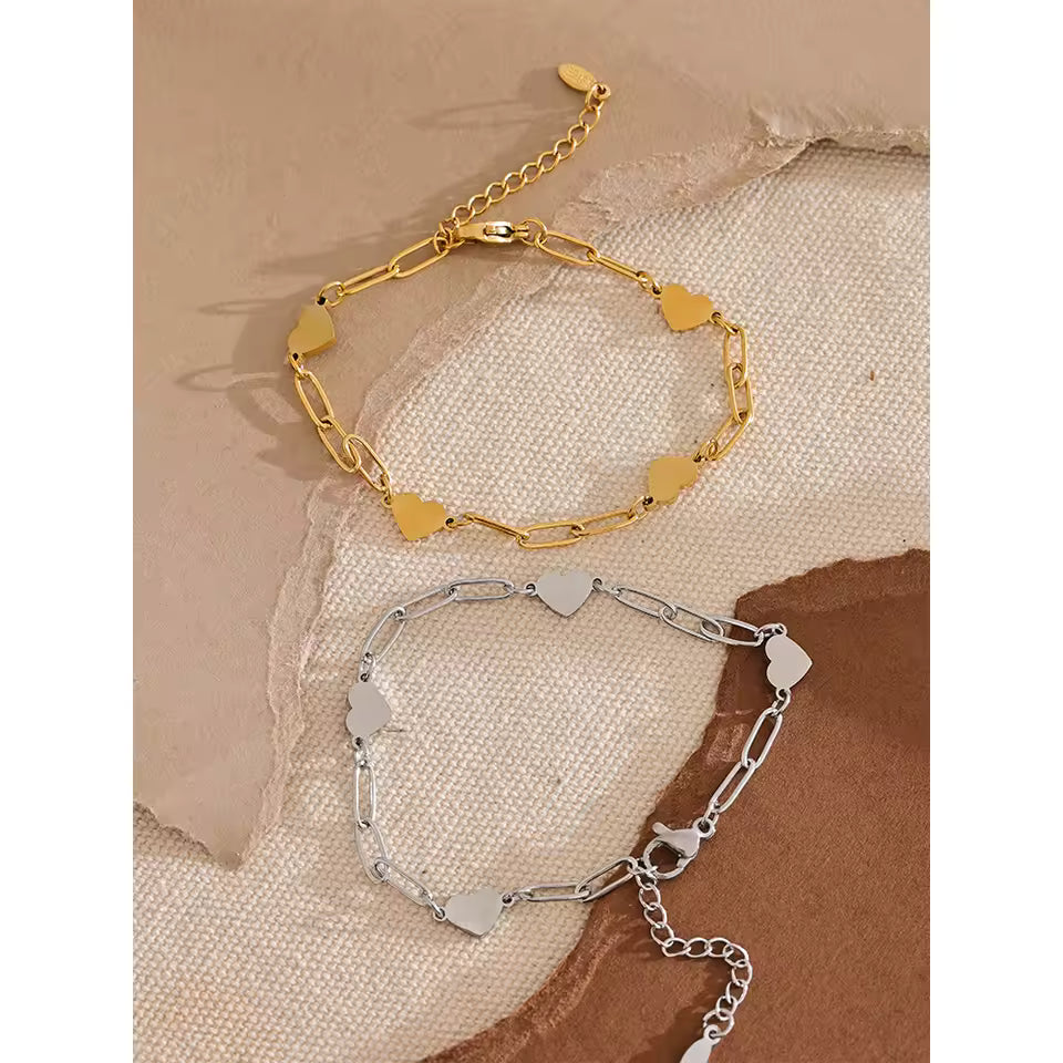 Bracelet Cœurs Dorés en acier inoxydable