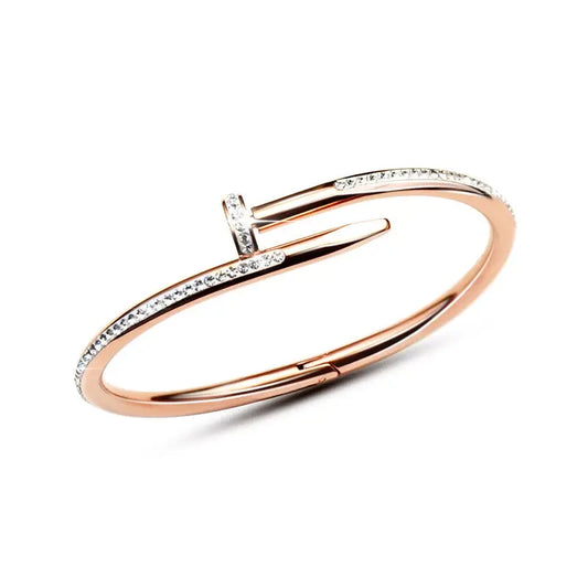 Bracelet clou avec zircons en acier inoxydable