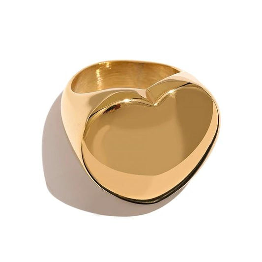 Bague Cœur imposant en acier inoxydable