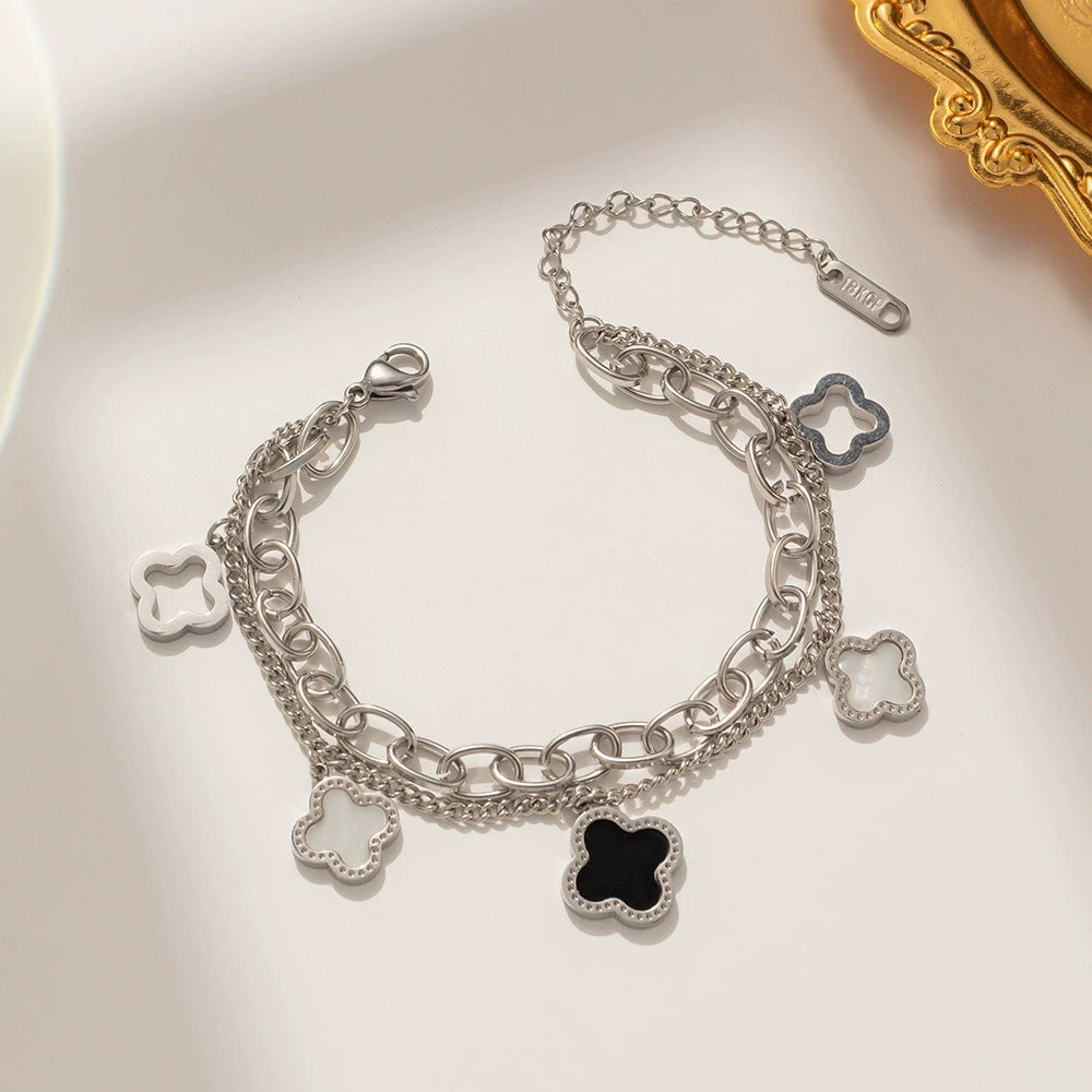 Bracelet double Trèfle pour femme