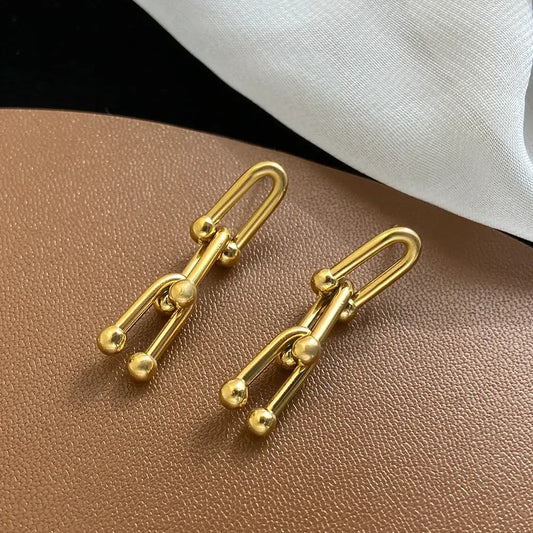 Boucles d’oreilles Сhaîne en acier inoxydable doré