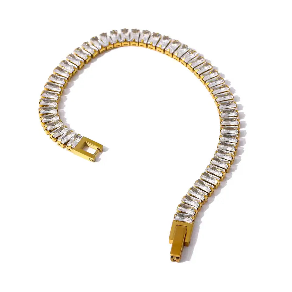 Bracelet Liora en acier inoxydable et zircons