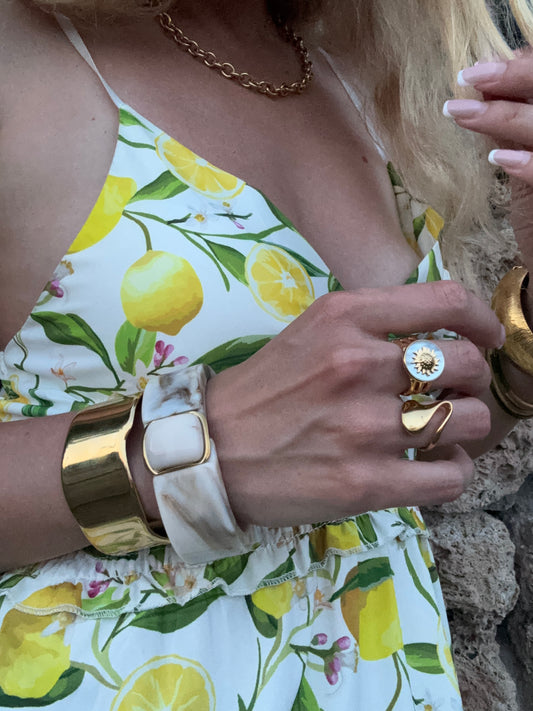 Bracelet manchette Célia en acier inoxydable doré