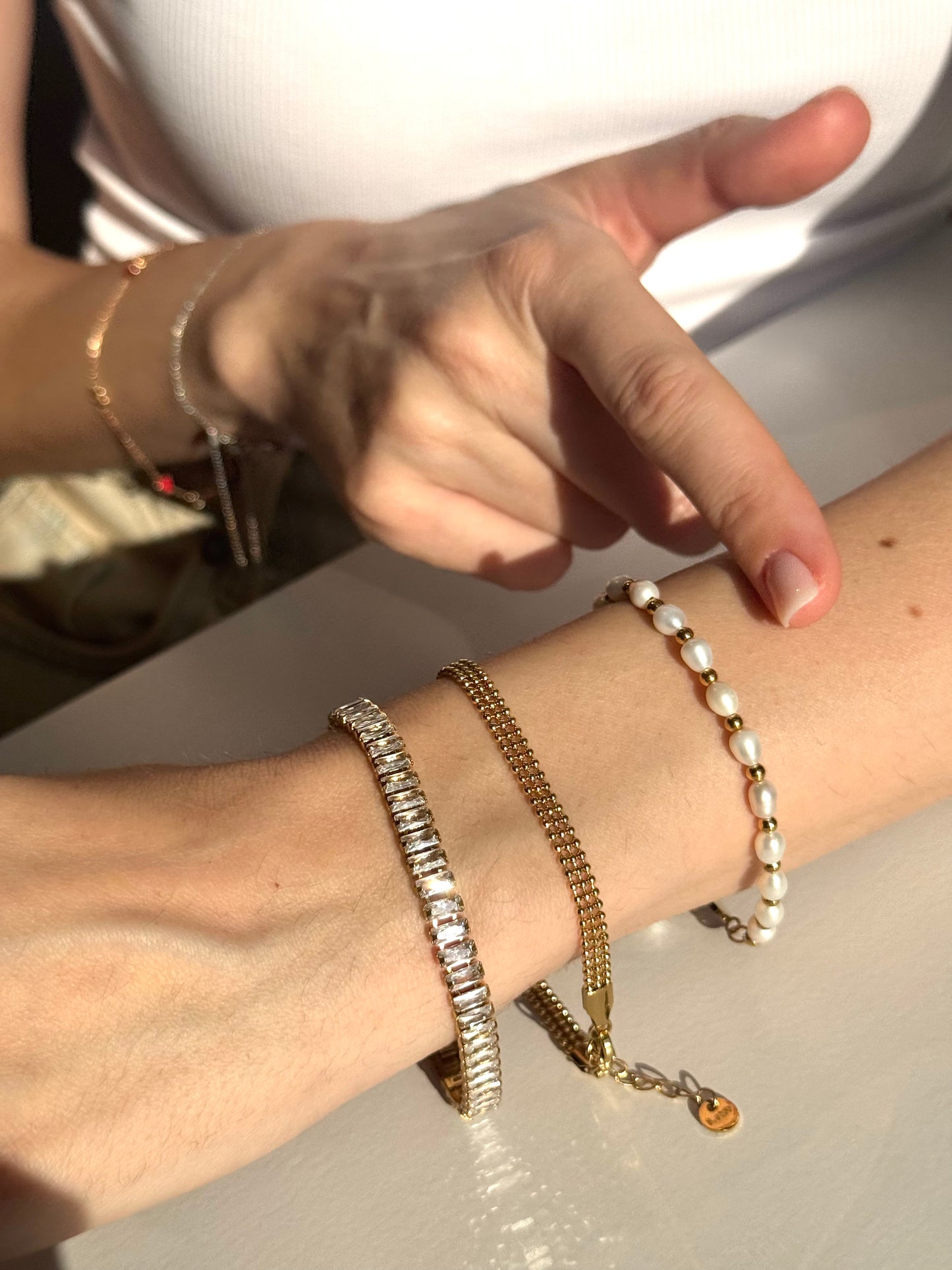 Bracelet avec perles en acier inoxydable