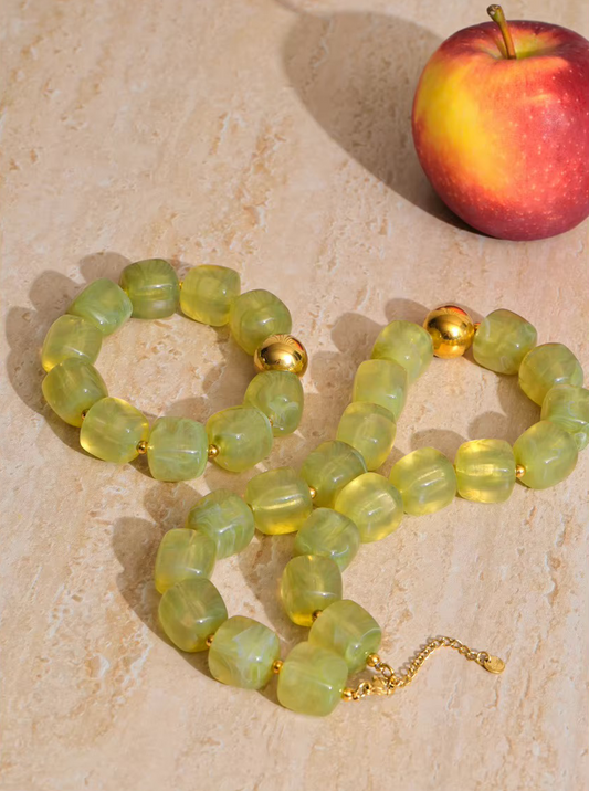 Collier Verde en résine et acier inoxydable